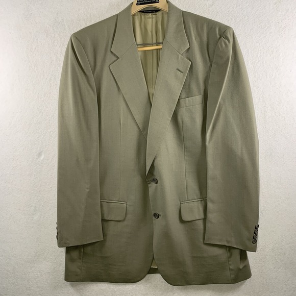 Burberry Other - Vintage Burberrys Mens Suit Jacket 42 R Taupe Pin Stripe Lightweight Wool Luxury